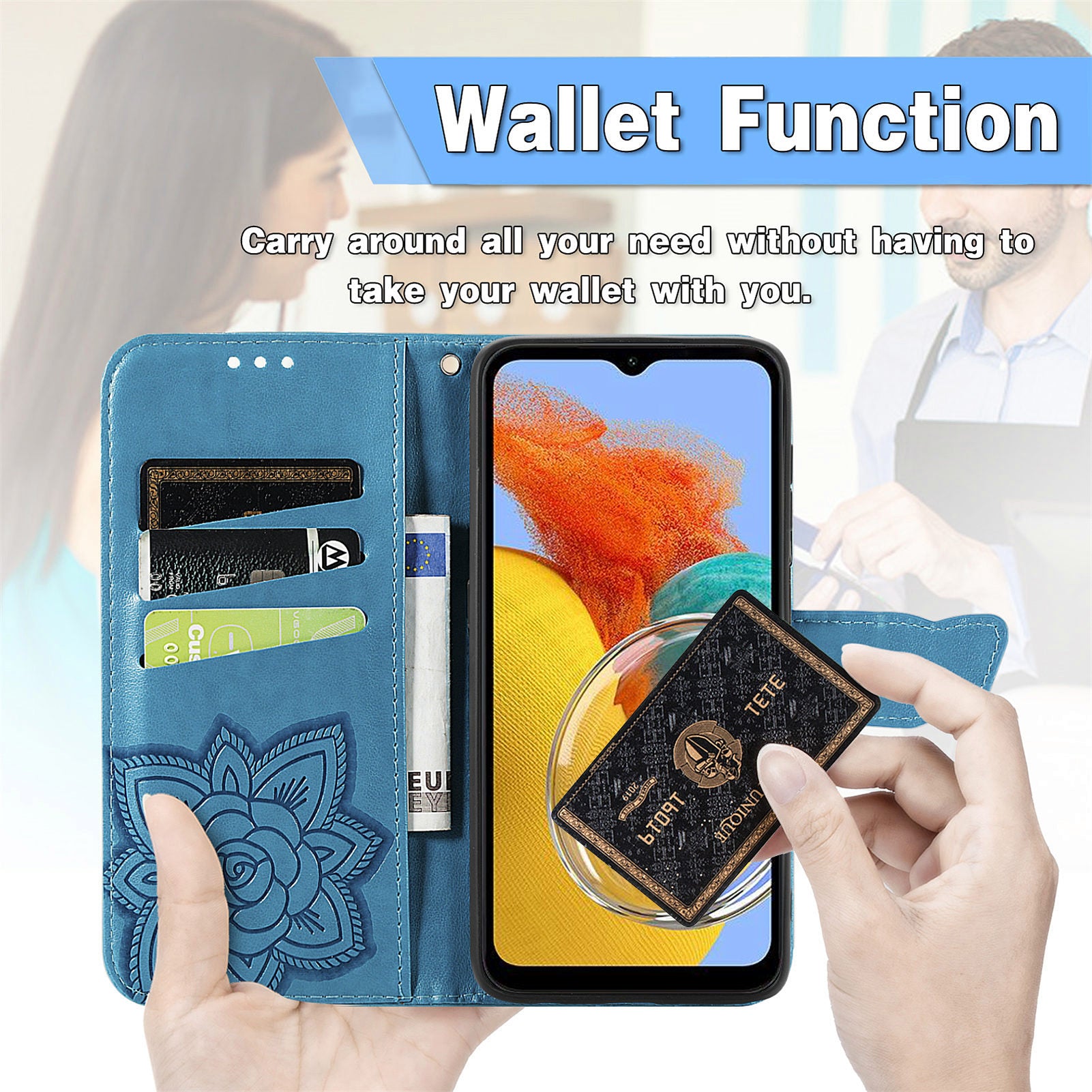 Til Samsung Galaxy A14 5G A14 4G Anti-fald præget sommerfuglemønster telefonetui PU læder TPU telefon Flip Wallet Cover Stand med rem Til Samsung Galaxy A14 5G A14 4G Anti-fald præget sommerfuglemønster telefonetui PU læder TPU telefon Flip Wallet Cover Stand med rem